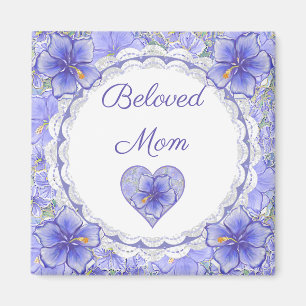 Hibiskus und Spitze BLAU Magnet