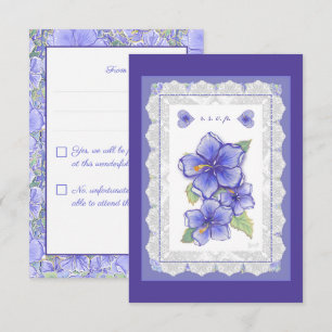 Hibiskus und Spitze BLAU RSVP Karte