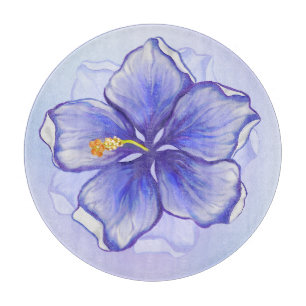 Hibiskus und Spitze BLAU Schneidebrett