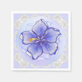 Hibiskus und Spitze BLAU Serviette