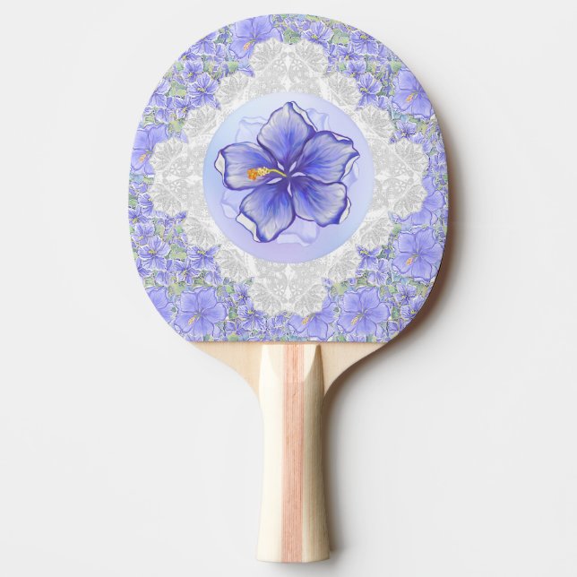 Hibiskus und Spitze BLAU Tischtennis Schläger (Vorderseite)