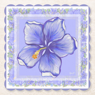 Hibiskus und Spitze BLAU Untersetzer