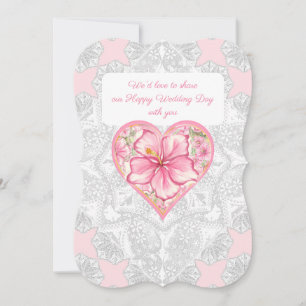 Hibiskus und Spitzen PINK Einladung