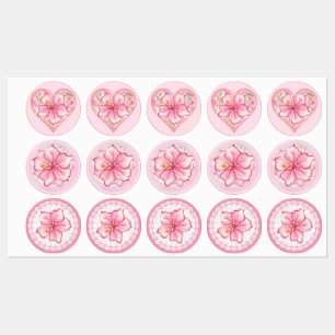 Hibiskus und Spitzen PINK Etiketten