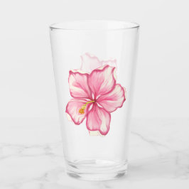 Hibiskus und Spitzen PINK Glas