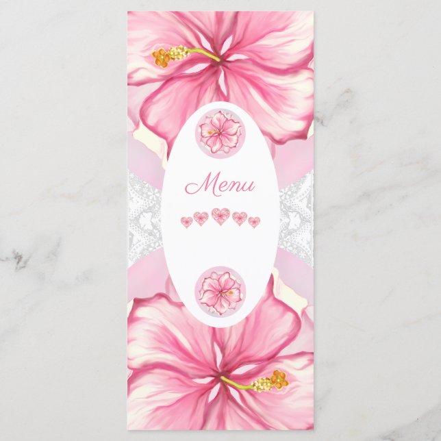 Hibiskus und Spitzen PINK Menükarte (Rückseite)