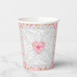 Hibiskus und Spitzen PINK Pappbecher