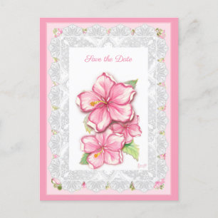 Hibiskus und Spitzen PINK Postkarte