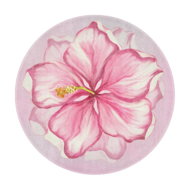 Hibiskus und Spitzen PINK Schneidebrett (Vorderseite)