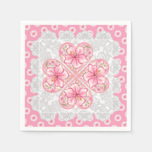 Hibiskus und Spitzen PINK Serviette