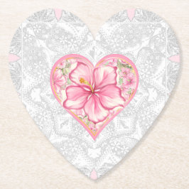 Hibiskus und Spitzen PINK Untersetzer