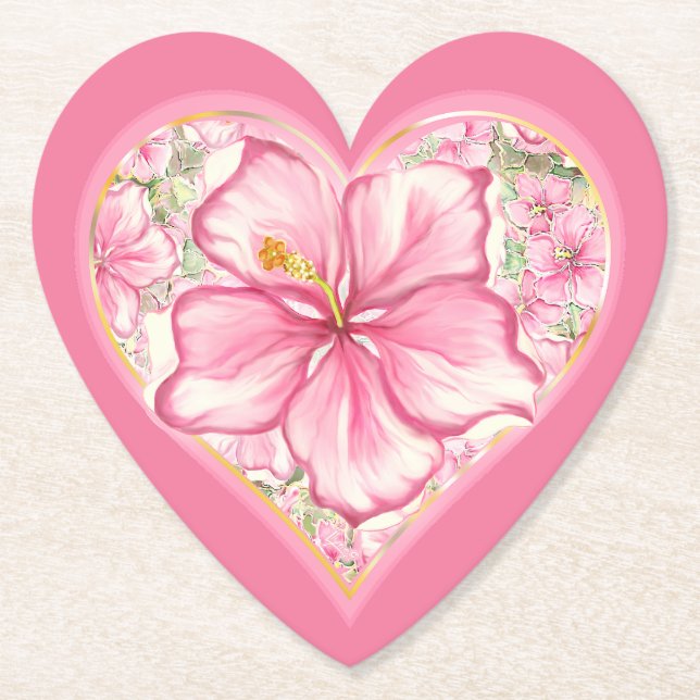 Hibiskus und Spitzen PINK Untersetzer (Vorderseite)