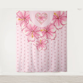 Hibiskus und Spitzen PINK Wandteppich