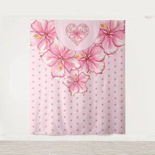 Hibiskus und Spitzen PINK Wandteppich