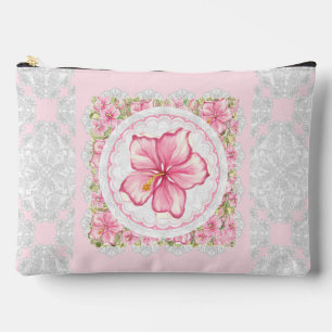 Hibiskus und Spitzen PINK Zubehörtasche