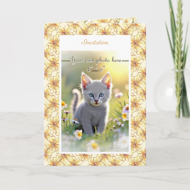 Hibiskus und Spitzen YELLOW Einladung (Vorderseite)