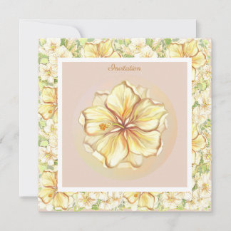 Hibiskus und Spitzen YELLOW Einladung