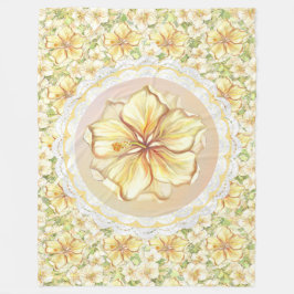 Hibiskus und Spitzen YELLOW Fleecedecke