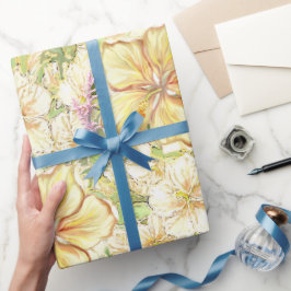 Hibiskus und Spitzen YELLOW Geschenkpapier