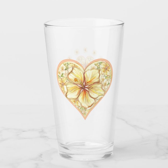 Hibiskus und Spitzen YELLOW Glas (Vorderseite)