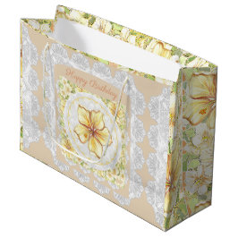 Hibiskus und Spitzen YELLOW Große Geschenktüte