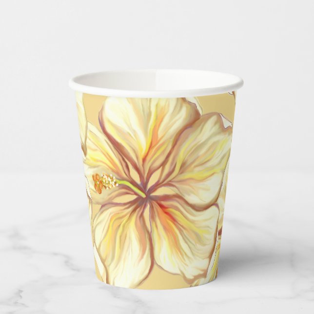 Hibiskus und Spitzen YELLOW Pappbecher (Links)