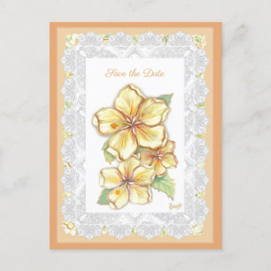 Hibiskus und Spitzen YELLOW Postkarte