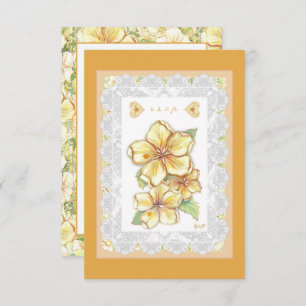 Hibiskus und Spitzen YELLOW RSVP Karte