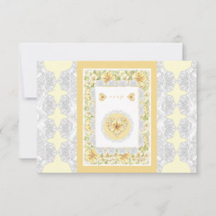 Hibiskus und Spitzen YELLOW RSVP Karte