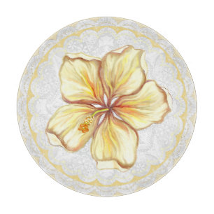 Hibiskus und Spitzen YELLOW Schneidebrett