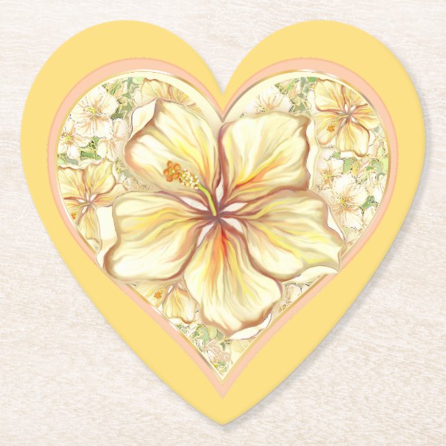 Hibiskus und Spitzen YELLOW Untersetzer (Vorderseite)