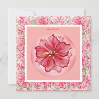 Hibiskus und Spitzenleistung ROT Einladung