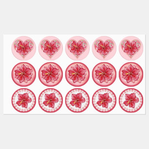 Hibiskus und Spitzenleistung ROT Etiketten