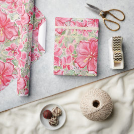 Hibiskus und Spitzenleistung ROT Geschenkpapier