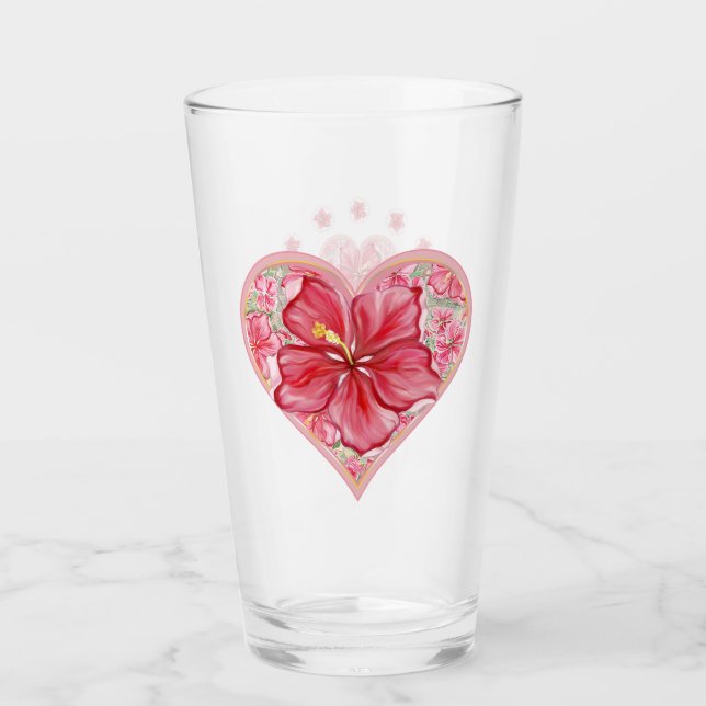 Hibiskus und Spitzenleistung ROT Glas (Vorderseite)