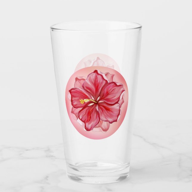 Hibiskus und Spitzenleistung ROT Glas (Vorderseite)