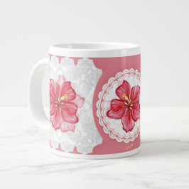 Hibiskus und Spitzenleistung ROT Jumbo-Tasse