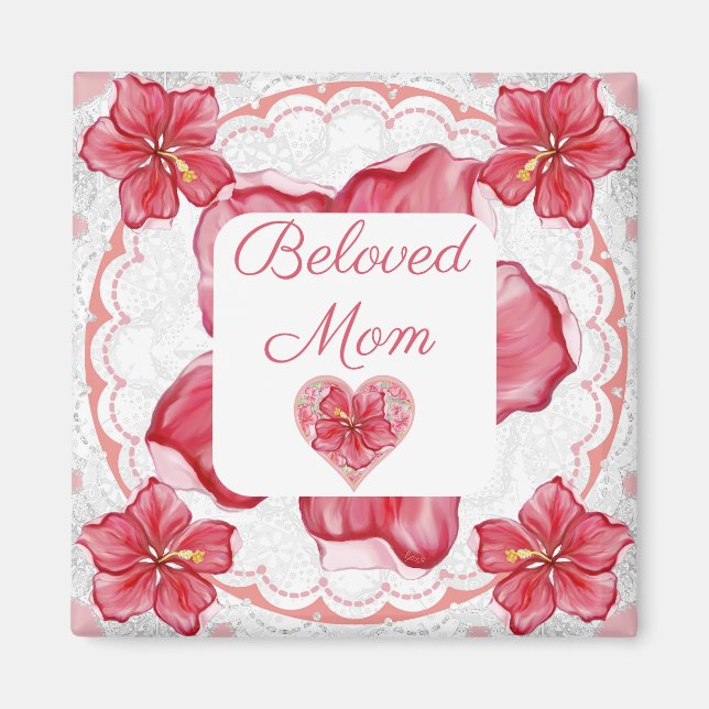 Hibiskus und Spitzenleistung ROT Magnet (Vorne)