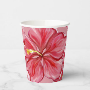 Hibiskus und Spitzenleistung ROT Pappbecher