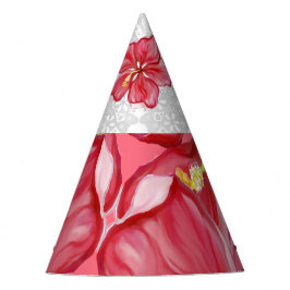 Hibiskus und Spitzenleistung ROT Partyhütchen