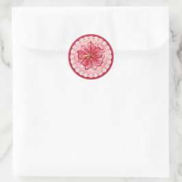 Hibiskus und Spitzenleistung ROT Runder Aufkleber