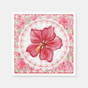 Hibiskus und Spitzenleistung ROT Serviette