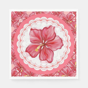 Hibiskus und Spitzenleistung ROT Serviette
