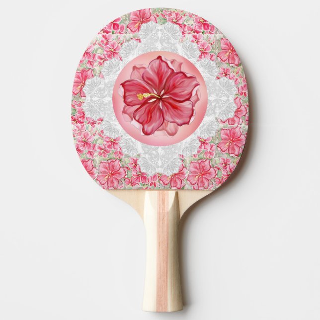 Hibiskus und Spitzenleistung ROT Tischtennis Schläger (Vorderseite)