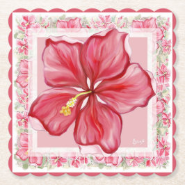 Hibiskus und Spitzenleistung ROT Untersetzer