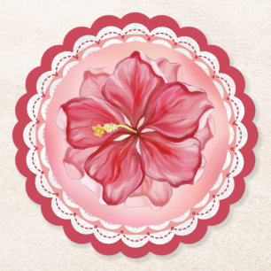 Hibiskus und Spitzenleistung ROT Untersetzer