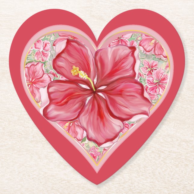 Hibiskus und Spitzenleistung ROT Untersetzer (Vorderseite)