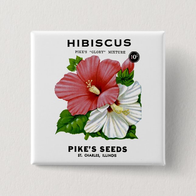 Hibiskus Vintages Saatgut Button (Vorderseite)