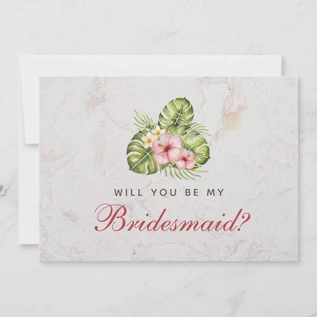Hibiskus von Bridesmaid für tropisches Blumenrosa Karte (Vorderseite)