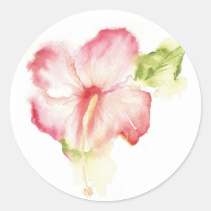 Hibiskus Wasserfarbaufkleber Runder Aufkleber
